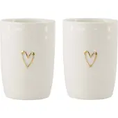 Zusss Set Van 2 Koffiemokken Open Hartje - Cadeau - Verjaardag Keramiek Wit / Goud