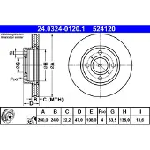 Ate Remschijf Power Disc 24.0324-0120.1, 1 Stuk