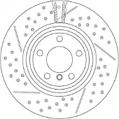 TRW Remschijf DF6606S achter, geperforeerd, sleuf, sterk gecarboniseerd, 1 Stuk