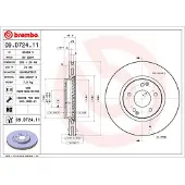 Brembo Remschijf 09D72411 voorkant, geventileerd, sterk gecarboniseerd, 1 Stuk