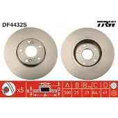TRW Remschijf DF4432S voorkant, geventileerd, 1 Stuk