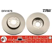 TRW Remschijf DF4187S voorkant, geventileerd, sterk gecarboniseerd, 1 Stuk