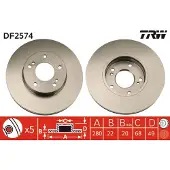 TRW Remschijf DF2574 voorkant, geventileerd, 1 Stuk