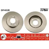 TRW Remschijf DF4028 voorkant, geventileerd, 1 Stuk