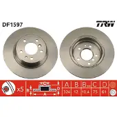 TRW Remschijf DF1597 achter, volledig, sterk gecarboniseerd, 1 Stuk
