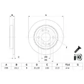 Bosch Remschijf 0 986 479 E95 achter, volledig, 1 Stuk