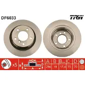 TRW Remschijf DF6033 achter, geventileerd, 1 Stuk