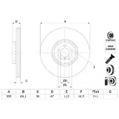 Bosch Remschijf 0 986 479 H12 voorkant, geventileerd, sterk gecarboniseerd, 1 Stuk