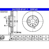 Ate Remschijf Power Disc 24.0325-0141.1, 1 Stuk