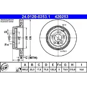 Ate Remschijf 24.0120-0253.1 achter, geventileerd, sterk gecarboniseerd, 1 Stuk