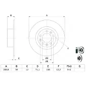 Bosch Remschijf 0 986 479 F08 achter, volledig, 1 Stuk