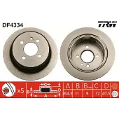 TRW Remschijf DF4334 achter, volledig, 1 Stuk