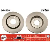 TRW Remschijf DF4550 voorkant, geventileerd, sterk gecarboniseerd, 1 Stuk