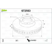 Valeo 672553 Remschijf