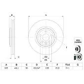 Bosch Remschijf 0 986 479 G32 voorkant, geventileerd, sterk gecarboniseerd, 1 Stuk