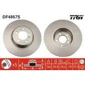 TRW Remschijf DF4867S voorkant, geventileerd, sterk gecarboniseerd, 1 Stuk