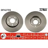 TRW Remschijf DF4275S voorkant, geventileerd, sterk gecarboniseerd, 1 Stuk