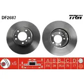 TRW Remschijf DF2687 voorkant, geventileerd, sterk gecarboniseerd, 1 Stuk