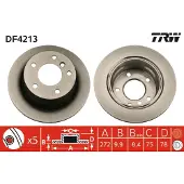 TRW Remschijf DF4213 achter, volledig, 1 Stuk
