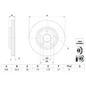 Bosch Remschijf 0 986 479 G78 voorkant, geventileerd, sterk gecarboniseerd, 1 Stuk
