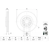 Bosch Remschijf 0 986 479 E88 voorkant, geventileerd, sterk gecarboniseerd, 1 Stuk