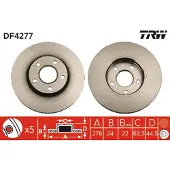 TRW Remschijf DF4277 voorkant, geventileerd, sterk gecarboniseerd, 1 Stuk