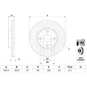 Bosch Remschijf 0 986 479 E56 voorkant, geventileerd, sterk gecarboniseerd, 1 Stuk