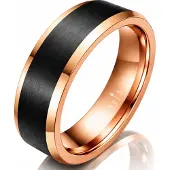 Mendes Wolfraam heren ring Rosegoud Zwart 8mm-19mm