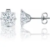 LGT JWLS Classic Stud Oorbellen Vierkant - Transparant Zilver-4mm