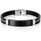 LGT JWLS LGT Jewels Siliconen armband Heren RVS ID Zwart