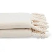 Unique living - Fleece Plaid Met Franjes - 130x160 - Ivory