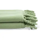 Unique living - Fleece Plaid Met Franjes - 130x160 - Nile Green