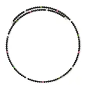 Cavill - Stalen Halsketting - Russische Diopsied 0 6ct, Zwarte Spinel 30 62ct & Regenboogmaansteen 0 73ct - Zwart 31cm