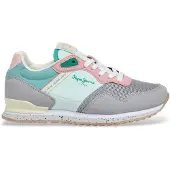 Pepe Jeans Dames Trainers Londen Bubble grijs (38), Plat, Veters, Casual, kinderkleding PGS400015