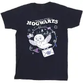 Harry Potter Meisjes Uil Brief Van Zweinstein Katoenen T-Shirt (Marineblauw)