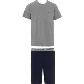 Emporio Armani Pyjama kort grijs gemêleerd / zwart