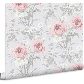 Laura Ashley Aurelie Behang - Bloemen - 10mx52cm - Grijs