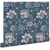 Laura Ashley Portia Behang - Bloemen - 10mx52cm - Blauw
