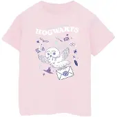 Harry Potter Meisjes Uil Brief Van Zweinstein Katoenen T-Shirt (Baby Roze)