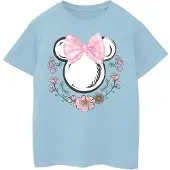 Disney Meisjes Minnie Mouse Strikjes & Bloemen Katoenen T-shirt (Babyblauw)