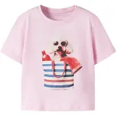 Name it MINI T-shirt roze Meisjes Katoen Ronde hals Printopdruk - maat 104