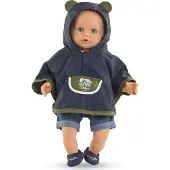 Corolle Regenponcho poppenkostuum Kleine Ontdekker 30cm blauw.