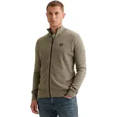 PME Legend Trui 'Cardigan with zipper closure and stand-up collar' donkergroen