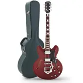 Hartwood Revival Vibrato Semi Acoustic Guitar & Hard Case Cherry Red