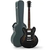 Hartwood Revival Semi Acoustic Guitar & Hard Case Jet Black