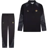 Cruyff Defense Trainingspak 1/4-Zip Kids Zwart Donkergrijs Goud