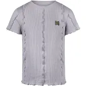 Koko Noko T-shirt grijsblauw Meisjes Stretchkatoen Ronde hals Effen - maat 86