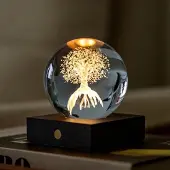 Gingko - Amber Crystal Ball Night Light - Tree of Life - Levensboom