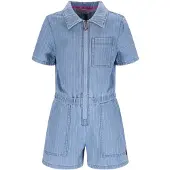 B.NOSY gestreepte playsuit light blue denim Blauw Streep - maat 116