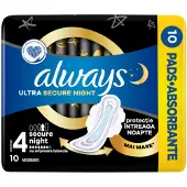Always Maandverband Ultra Secure 4 Nacht 10 Stuks